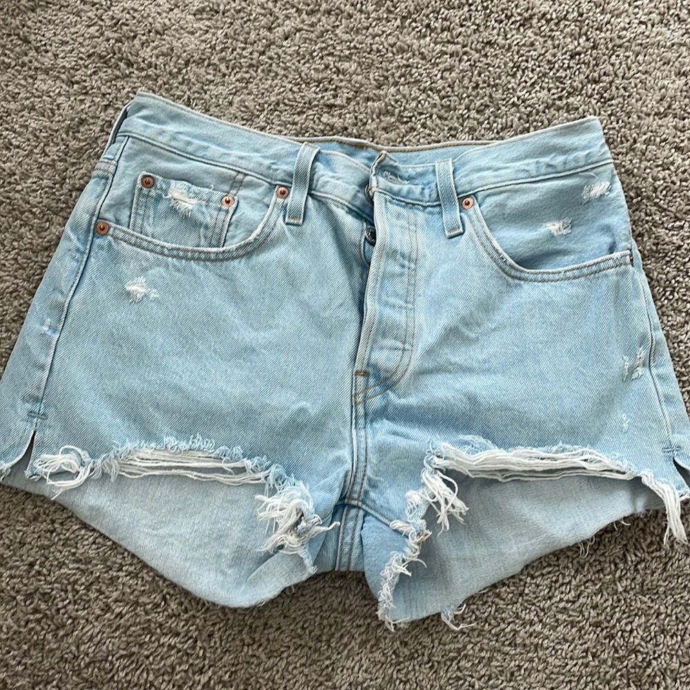 Levi’s 501 Premium Denim Shorts Size 28 - Light Wash, Lightly Distressed